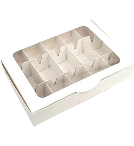 Boîtes blanches avec présentoir 26x18x5 et séparateur, 10 pièces - Cake Pops